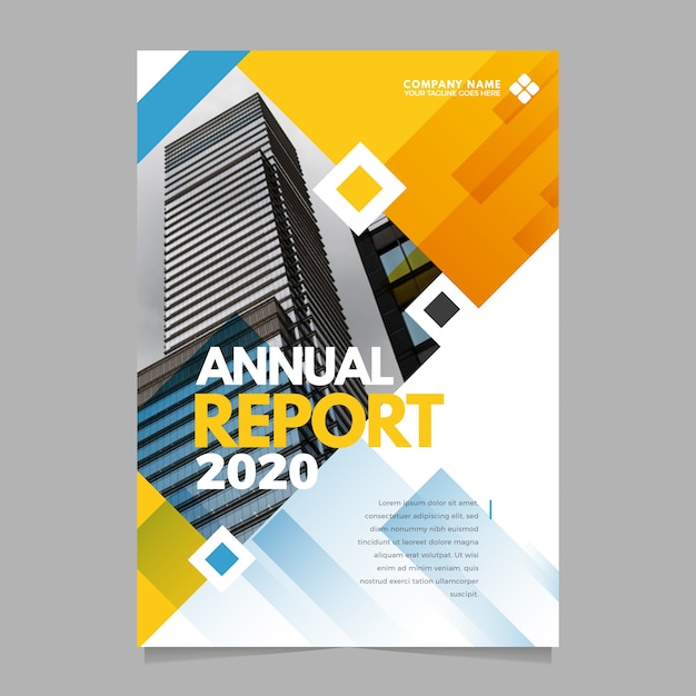 Abstract annual report template with photo