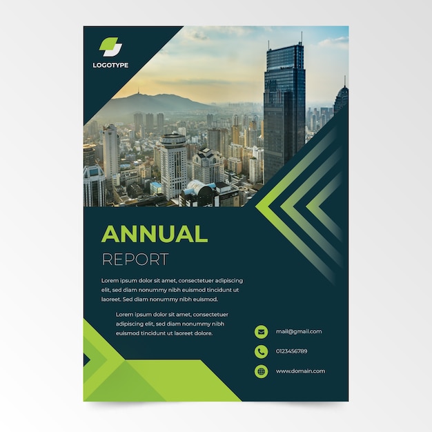 Abstract annual report template with photo