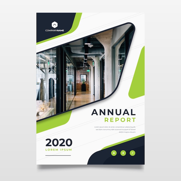 Vector abstract annual report template with photo