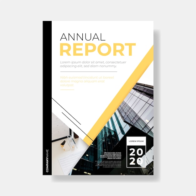 Abstract annual report template with photo