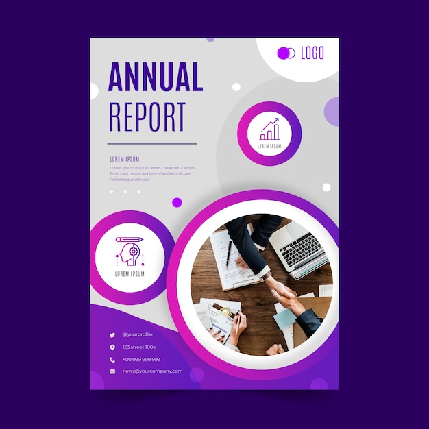 Abstract annual report template with photo