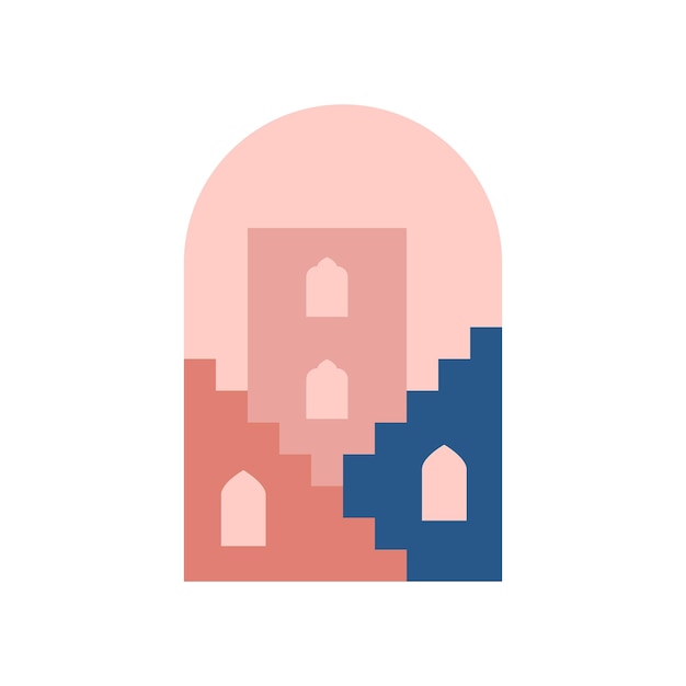 Abstract architecture city stairs Minimalist moroccan eastern window door gateway shapes for card