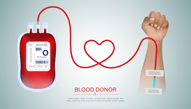 Abstract arms and blood bags for blood donation concept blood collection line and for blood donors