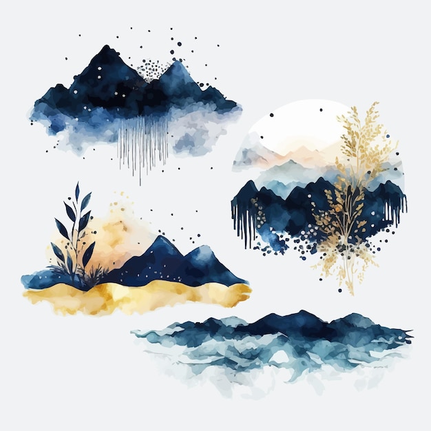 Abstract Arrangements Landscapes mountains Decorative elements template Flat cartoon illustration isolated on white background