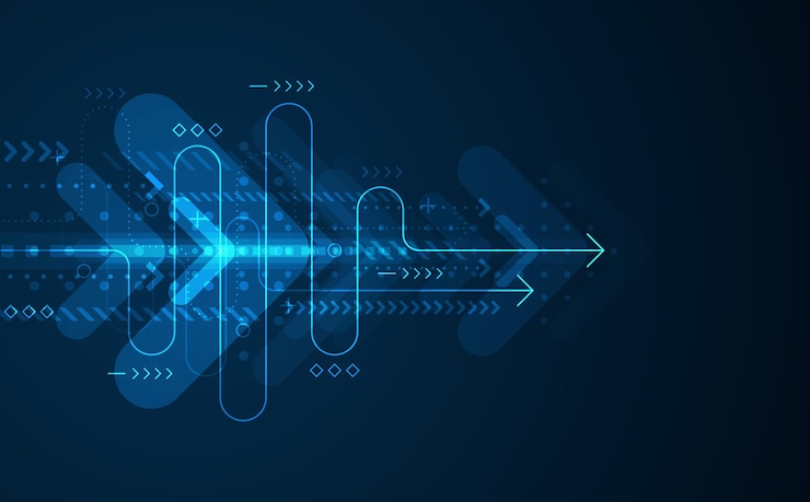 Vector abstract arrow direction technology background high speed hitech