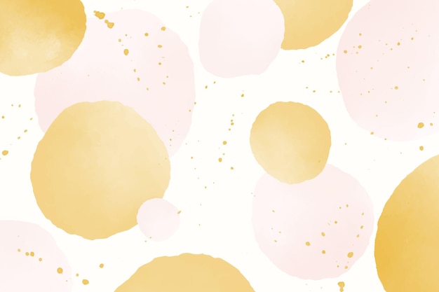 Abstract art background with gold shapes and watercolor