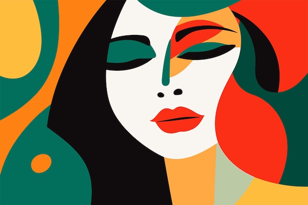 Vector abstract art of a beautiful woman flat illustration