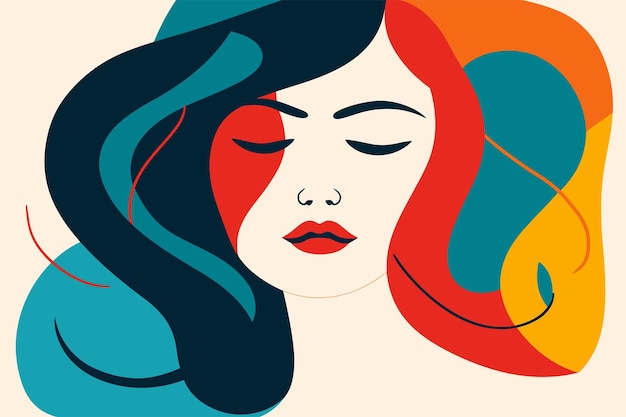 Abstract art of a beautiful woman flat illustration