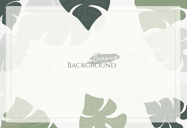 Abstract art botanical green background vector Luxury wallpaper with color green and earth tone