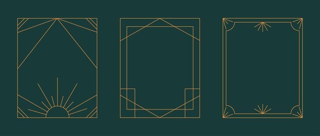 Vector abstract art deco line frames minimal design set modern minimalist style vector illustration