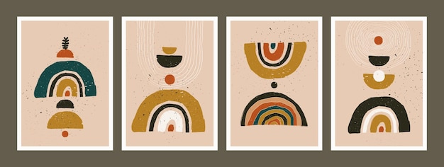 Vector abstract art minimalist posters set