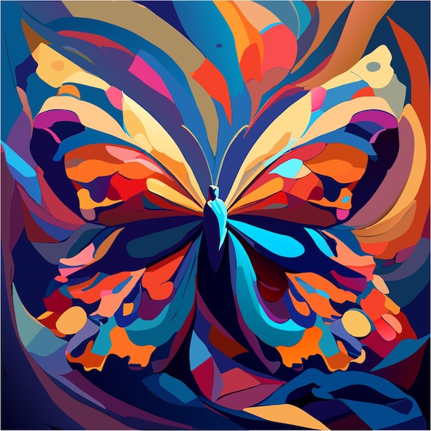 Vector abstract art in motion butterfly dance