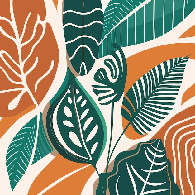 Vector abstract art nature background vector modern shape line art wallpaper boho foliage botanical tropi