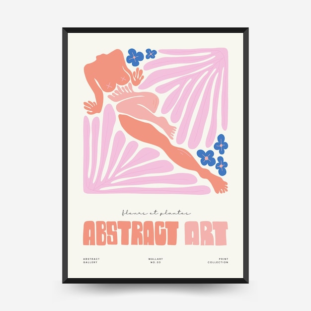 Abstract art posters template. Modern trendy Matisse minimal style.