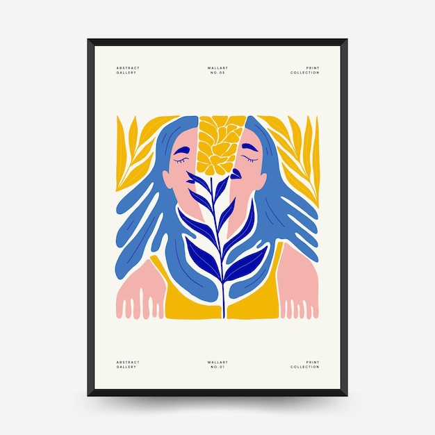 Abstract art posters template. Modern trendy Matisse minimal style.