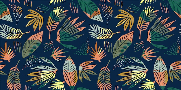 Abstract art seamless pattern with tropical leaves. modern exotic design for paper, cover, fabric, interior decor and other users.