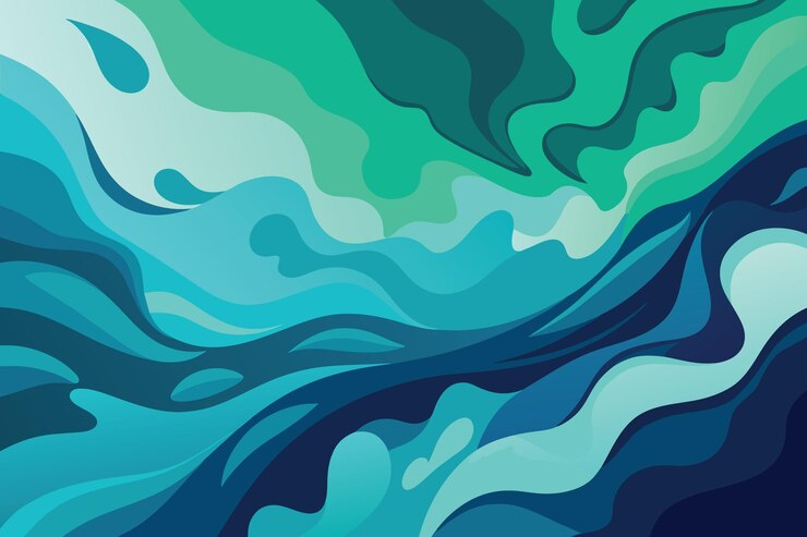 Vector abstract art teal blue green gradient paint background with liquid fluid grunge texture background