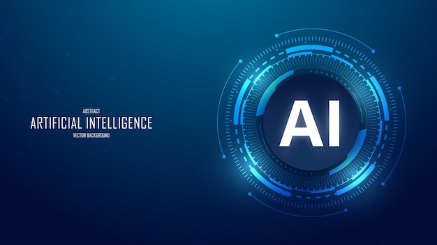 Abstract artificial intelligence in futuristic circuit line background AI learning machine Big data deep learning concept in generative AI and robotics Global business design Vector illustration
