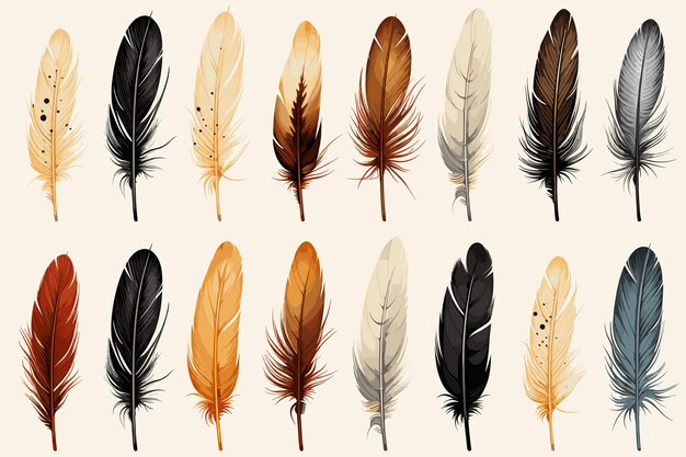 Vector abstract artistic background vintage illustration feathers golden brushstrokes