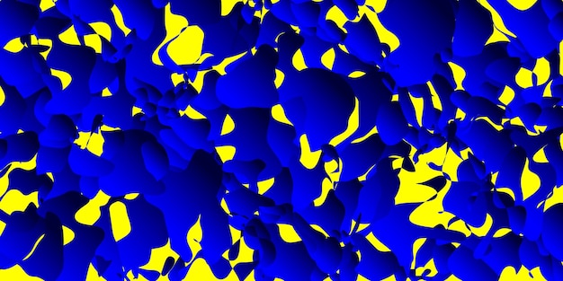 Abstract artistic blue and yellow shapes horizontal vector background