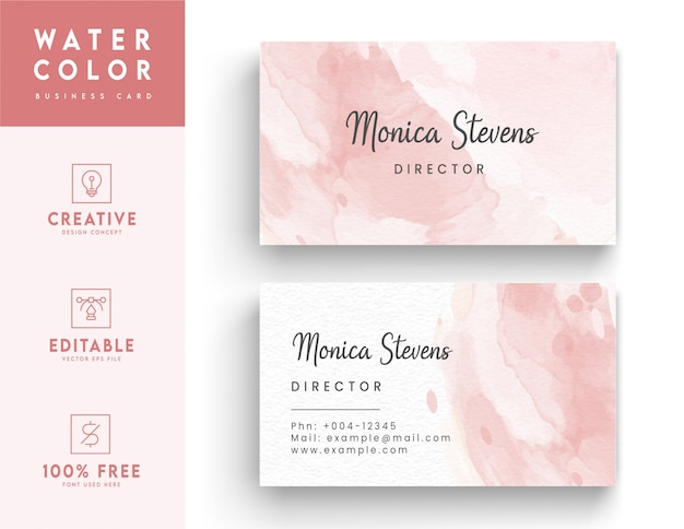 Abstract & artistic horizontal business card watercolor