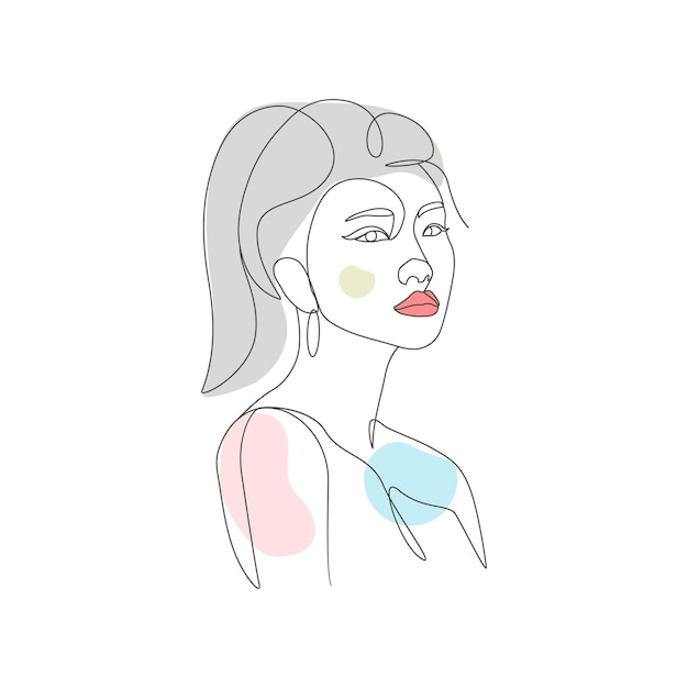 Abstract Asian woman beauty girl continues line art