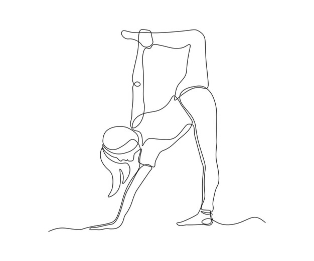 Abstract athlete without a face gymnast yoga handdrawn continuous mono line one line art  drawing