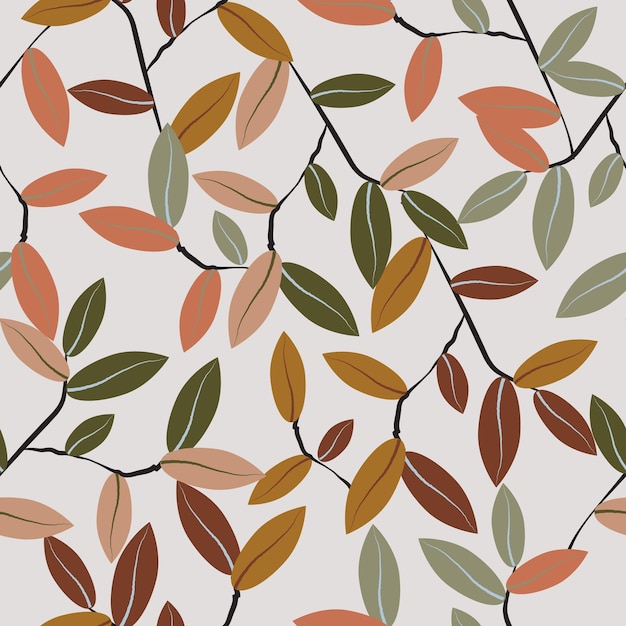 Vector abstract autumn leaves surface pattern seamless background