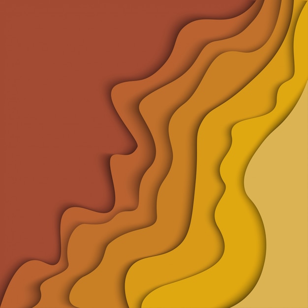 Abstract autumn seasonal wave background with paper cut shapes.