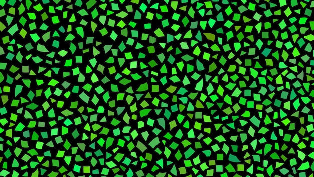 Abstract backdrop of small pieces of paper or splinters of ceramics in shades of green color on black background