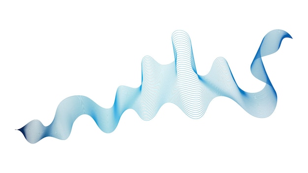 白い背景の上の青い波のグラデーションの線で抽象的な背景。現代の技術の背景、波のデザイン。ベクトルイラスト