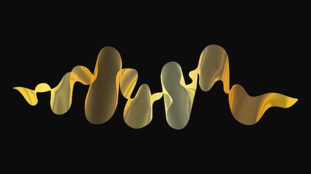 Абстрактный фон с роскошными золотыми волнами на темном фоне. Современные технологии фонового волнового дизайна. Векторная иллюстрация