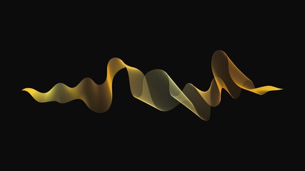 Abstract backdrop with luxury golden waves on dark background Modern technology background wave design Vector illustration