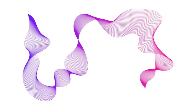 白い背景の上の紫色の波のグラデーションの線で抽象的な背景。現代の技術の背景、波のデザイン。ベクトルイラスト