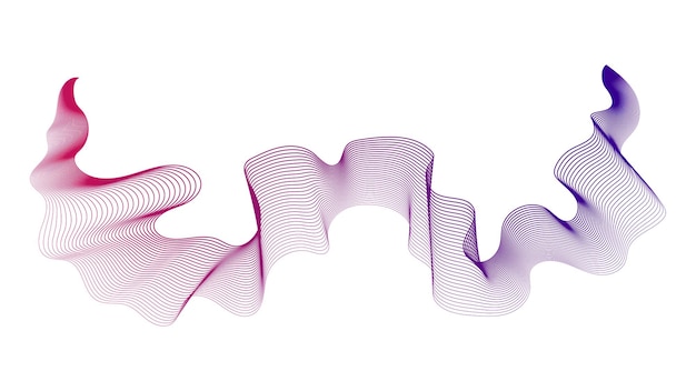 白い背景の上の紫色の波のグラデーション線と抽象的な背景現代技術背景波デザインベクトルillustrationxA