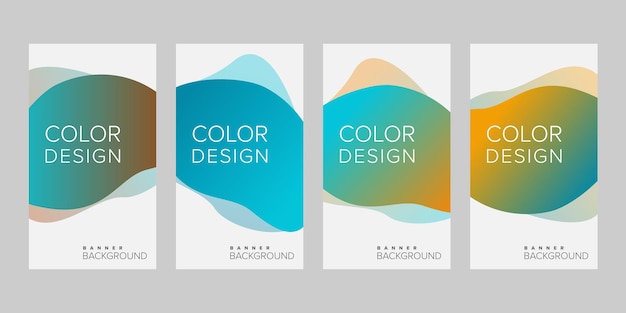 Abstract background banner gradient color design vector vertical banner set