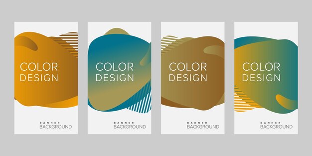 Abstract background banner gradient line color design vector vertical banner set