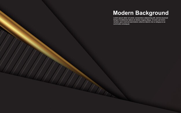 Абстрактный фон черного цвета на золотой линии