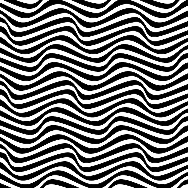Vector abstract background in black and white with wavy lines pattern