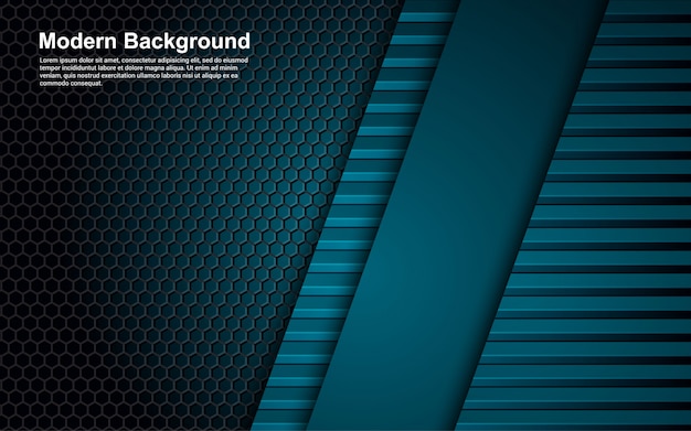 Abstract background blue color dimension on dark hexagon