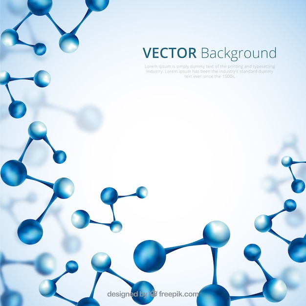 Vector abstract background of blue molecules