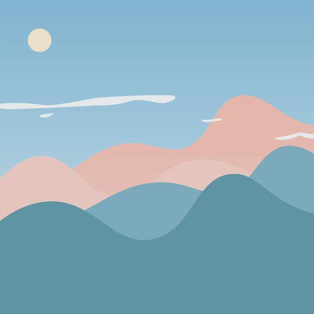 Premium Vector | Abstract background of blue mountain landscape in flat ...