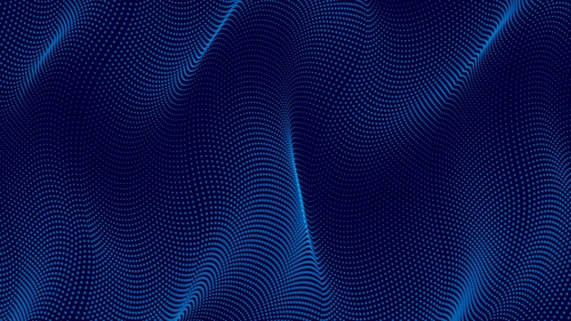 ドットと暗い背景に抽象的な背景青い波