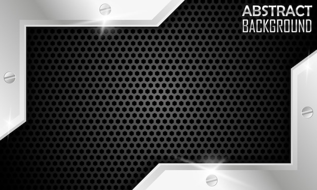 Abstract background copy space with hexagon pattern and silver frame by vector design