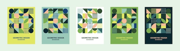 Abstract background creative eco bauhaus style, geometric pattern. Collection of vector templates.