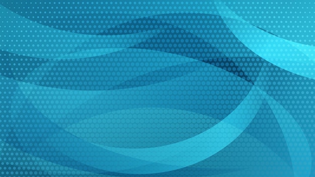 Abstract background of curved lines curves and halftone dots in blue colors