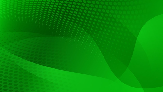 Abstract background of curved lines curves and halftone dots in green colors