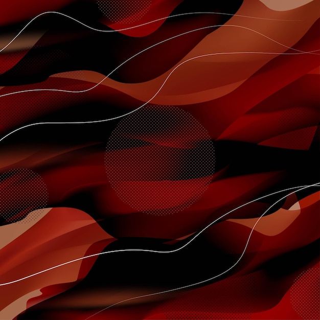 Vector abstract background of curved lines in dark red colors
