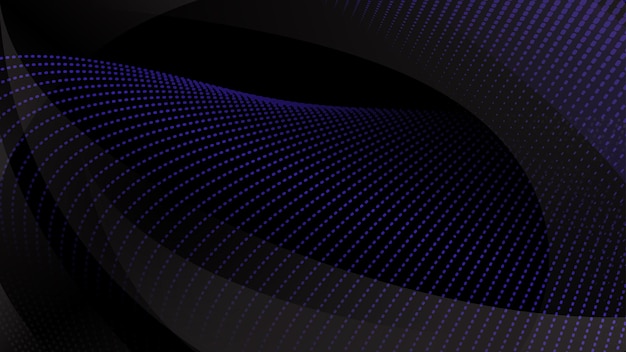 Abstract background of curved surfaces and halftone dots in dark blue colors