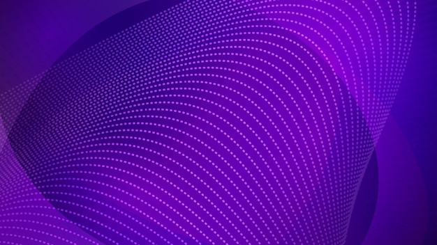 Abstract background of curved surfaces and halftone dots in purple colors